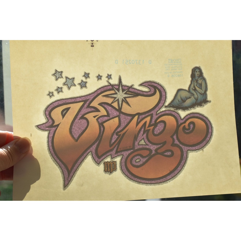 Vintage 70s Virgo Zodiac Glitter Iron On Transfer T-Shirt Graphic DIY 8x5.5